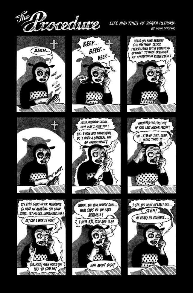 Fig. 6. Zorka makes her abortion appointment (83). Used with permission from Nina Bunjevac.